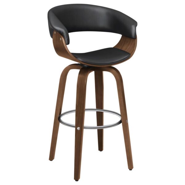 Zion Upholstered Swivel Bar Stool Walnut and Black 100205 By Coaster Furniture - Image 2