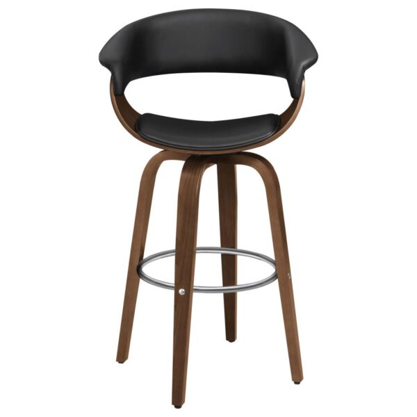 Zion Upholstered Swivel Bar Stool Walnut and Black 100205 By Coaster Furniture - Image 5