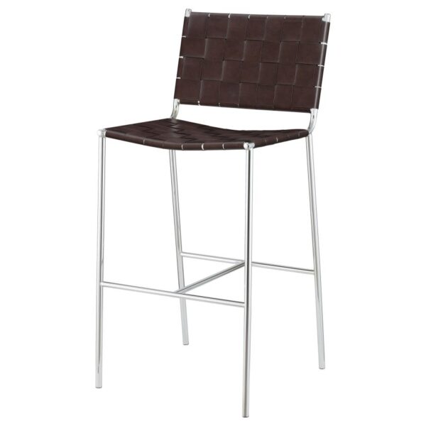 Adelaide Upholstered Bar Stool with Open Back Brown and Chrome 183584 By Coaster Furniture - Image 2