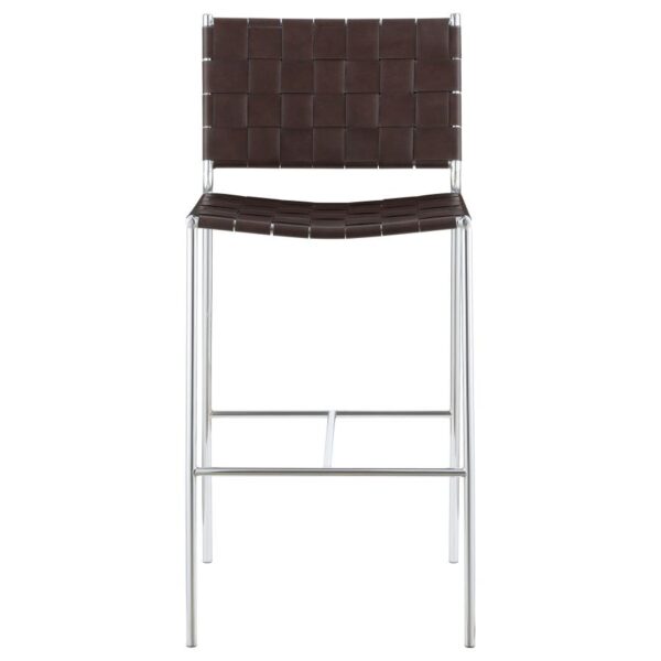 Adelaide Upholstered Bar Stool with Open Back Brown and Chrome 183584 By Coaster Furniture - Image 4