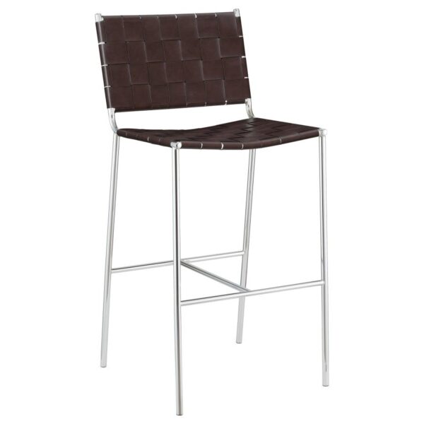 Adelaide Upholstered Bar Stool with Open Back Brown and Chrome 183584 By Coaster Furniture - Image 6