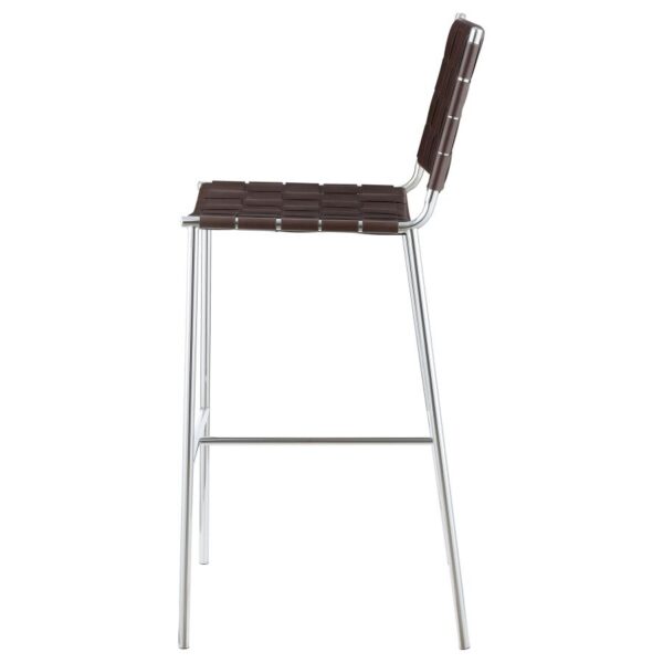 Adelaide Upholstered Bar Stool with Open Back Brown and Chrome 183584 By Coaster Furniture - Image 5