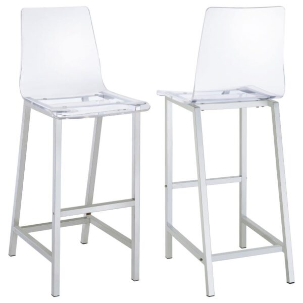 Juelia Bar Stools Chrome and Clear Acrylic (Set of 2) 100295 By Coaster Furniture - Image 4