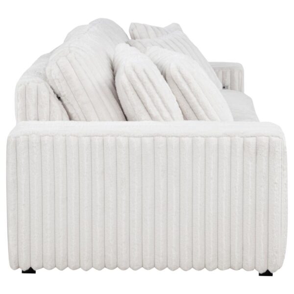 Jacana Corduroy Upholstered Dual Power Chaise Sofa Ivory by Coaster Furniture - Image 3