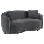 Brookside Velvet Upholstered Curved Loveseat Dark Gray by Coaster furniture - Image 4