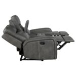 Raelynn Upholstered Track Arm Motion Loveseat Gray by Coaster Furniture - Image 5