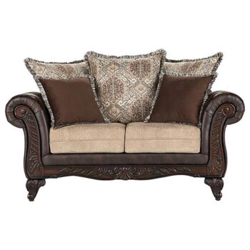 Elmbrook Upholstered Rolled Arm Loveseat Brown by Coaster Furniture