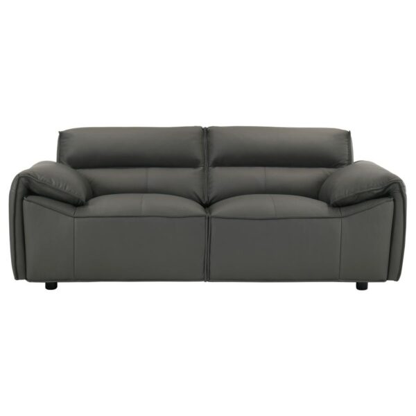 Buxton Top Grain Leather Upholstered Loveseat Graphite by Coaster Furniture - Image 2