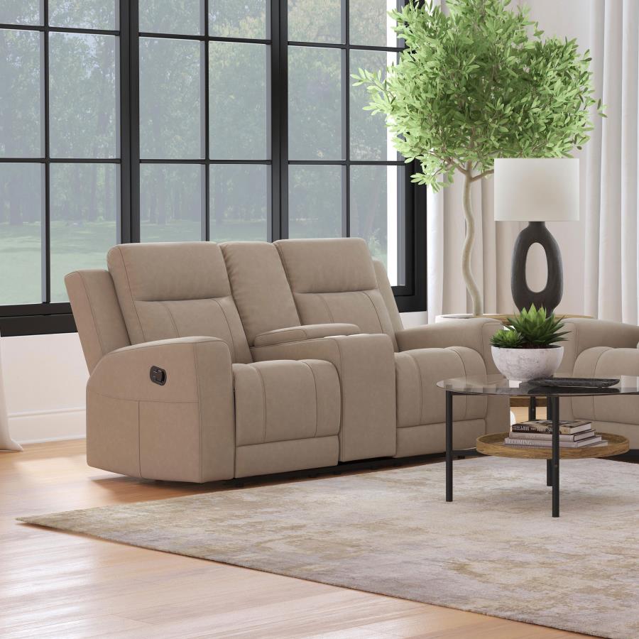 Brentwood Reclining Loveseat Taupe By Coaster Furniture | Mobilia Cleopatra 3 Brentwood Reclining Loveseat Taupe by Coaster Furniture - Image 1