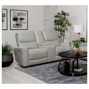 Greenfield Dove Gray Power Reclining Loveseat by Coaster Furniture