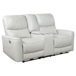 Greenfield Dove Gray Power Reclining Loveseat by Coaster Furniture - Image 2