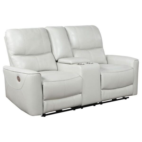 Greenfield Dove Gray Power Reclining Loveseat by Coaster Furniture - Image 2