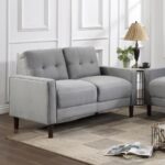 Bowen Upholstered Track Arm Tufted Loveseat Gray by Coaster Furniture