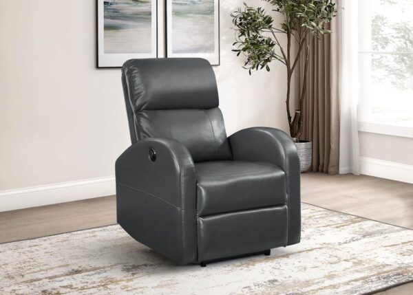 Grant Upholstered Power Recliner Chair Gray by Coaster Furniture - Image 5