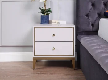 NS003IV White and Gold Nightstand by Artisan Furniture
