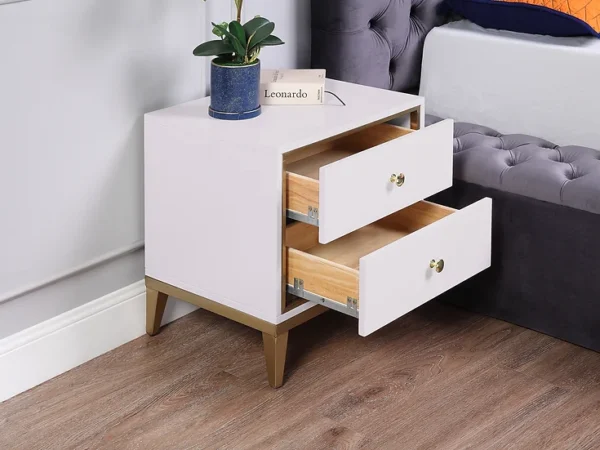 NS003IV White and Gold Nightstand by Artisan Furniture - Image 2