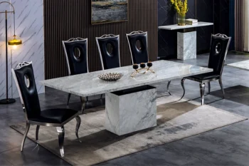 Black Marble Dining Table RDT306BMW by Artisan Furniture