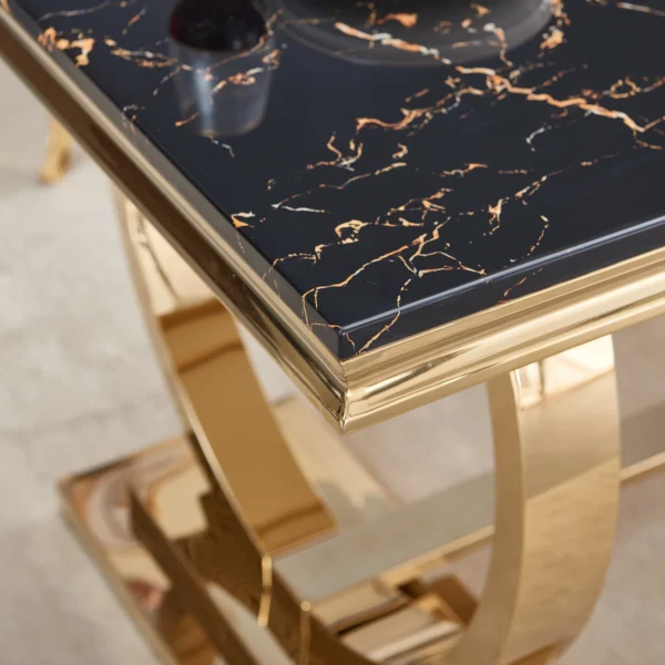 Black Marble Gold Finish Dining Table RDT316GM by Artisan Furniture - Image 7