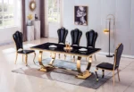 Black Marble Gold Finish Dining Table RDT316GM by Artisan Furniture - Image 8