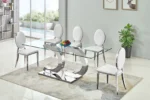 Silver Dining Table Tempered Glass RDT313S by Artisan Furniture