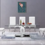 Silver Dining Table Tempered Glass RDT313S by Artisan Furniture - Image 3