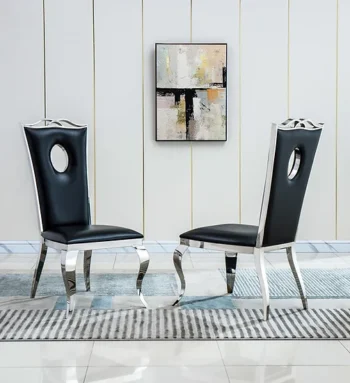 DCK98 Black Leather Dining Chair Modern by Artisan Furniture