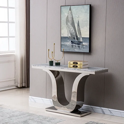 St310Smg Gray Marble Console Table By Artisan Furniture Accent Console Tables Mobilia Cleopatra 3 ST310SMG Gray Marble Console Table by Artisan Furniture 3