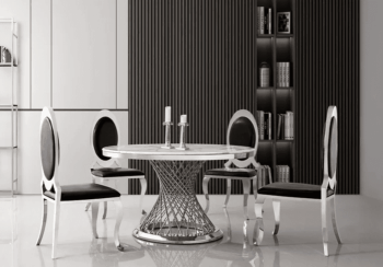 RDT330 White Marble Round Dining Table by Artisan Furniture