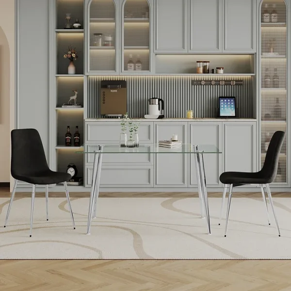 DT037S+DCK55S Glass Dining Table Set For 4 With Chairs By Artisan Furniture - Image 2