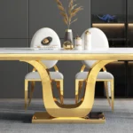 DT053GMW White Marble Table Top Dining Table By Artisan Furniture - Image 3