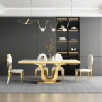 DT053GMW White Marble Table Top Dining Table By Artisan Furniture - Image 4