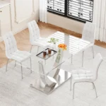 DT035 Glass Top Dining Room Table By Artisan Furniture 24