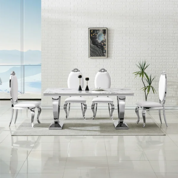 DT317 White Marble Top Dining Room Table by Artisan Furniture - Image 4