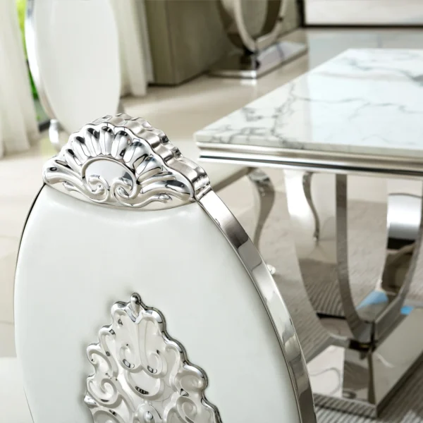 DT317 White Marble Top Dining Room Table by Artisan Furniture - Image 9