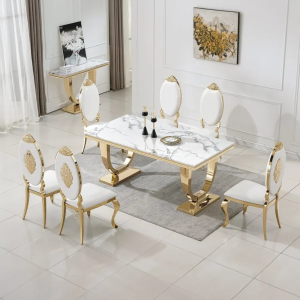 DT317 White Marble Top Dining Room Table by Artisan Furniture - Image 15