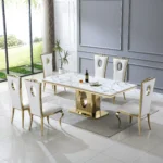 DT318 White Marble Dining Room Table by Artisan Furniture