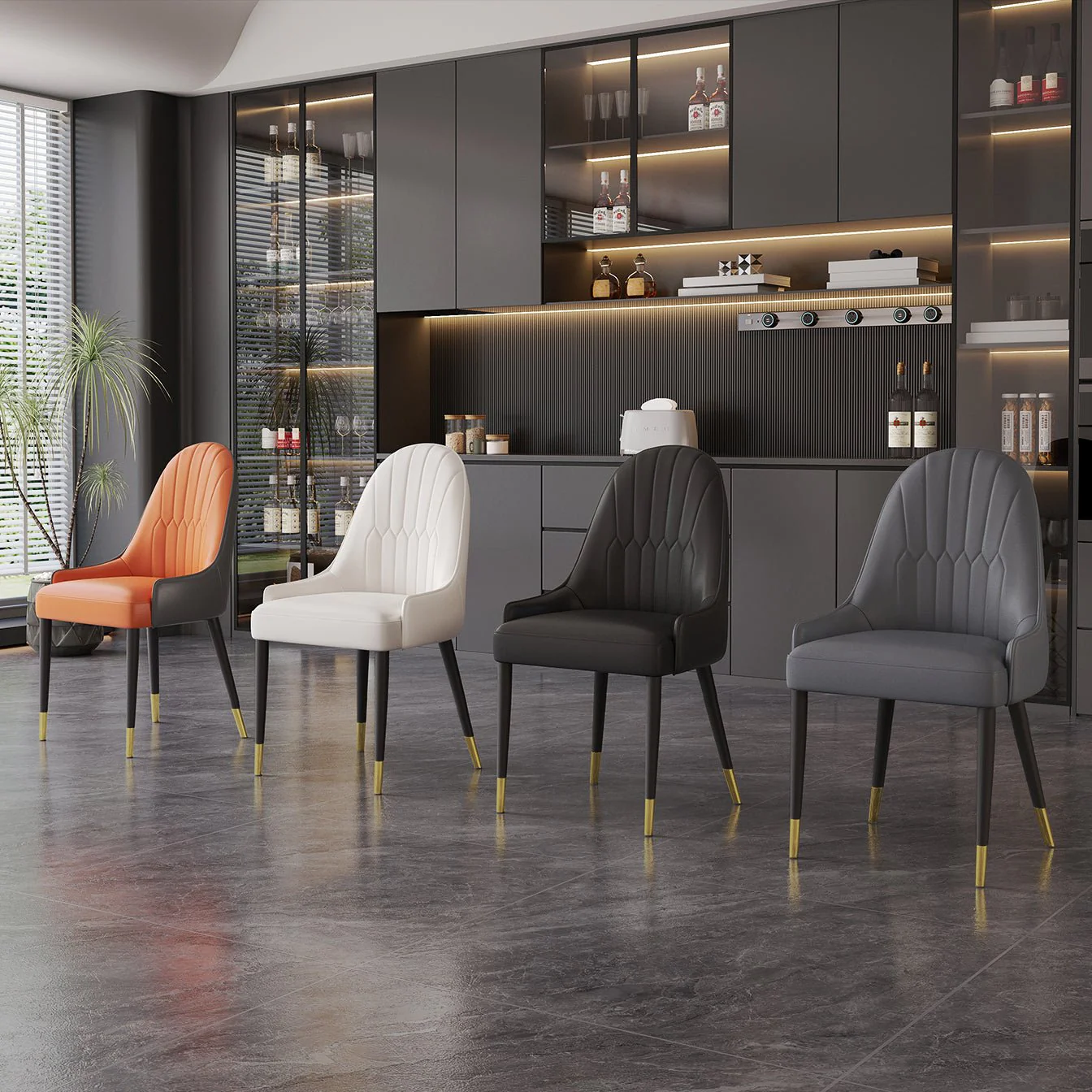 Dck80 Leather Dining Chair With Metal Legs By Artisan Furniture | Mobilia Cleopatra 3 DCK80 Leather Dining Chair With Metal Legs by Artisan Furniture - Image 1