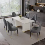 DCK80 Leather Dining Chair With Metal Legs by Artisan Furniture - Image 4