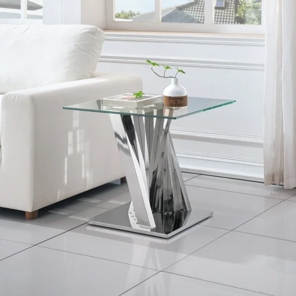 ET031 Glass Pedestal Table Top End Table by Artisan Furniture - Image 2