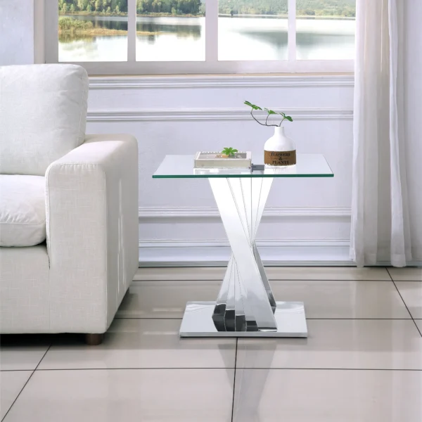 ET031 Glass Pedestal Table Top End Table by Artisan Furniture - Image 3