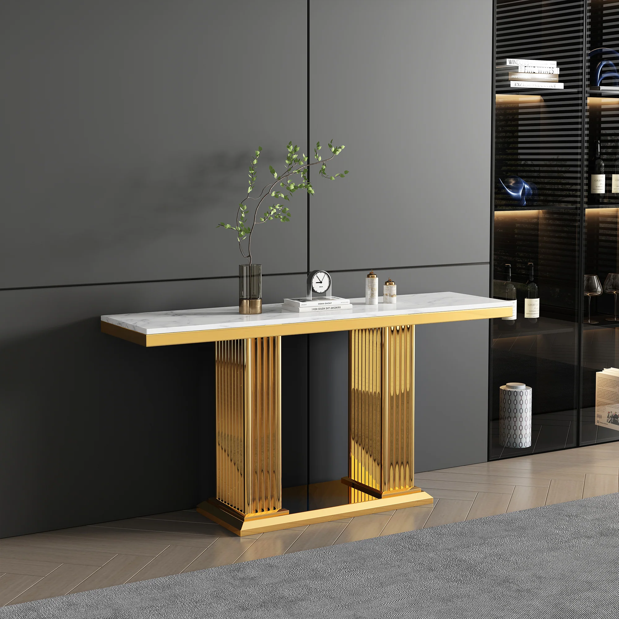 St052 White Marble Console Table By Artisan Furniture Accent Console Tables Mobilia Cleopatra 3 ST052 White Marble Console Table by Artisan Furniture 3