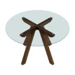 Aiden Round Glass Dining Table in Wooden Legs By Homelegance - Image 2