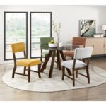 Aiden Round Glass Dining Table in Wooden Legs By Homelegance - Image 3