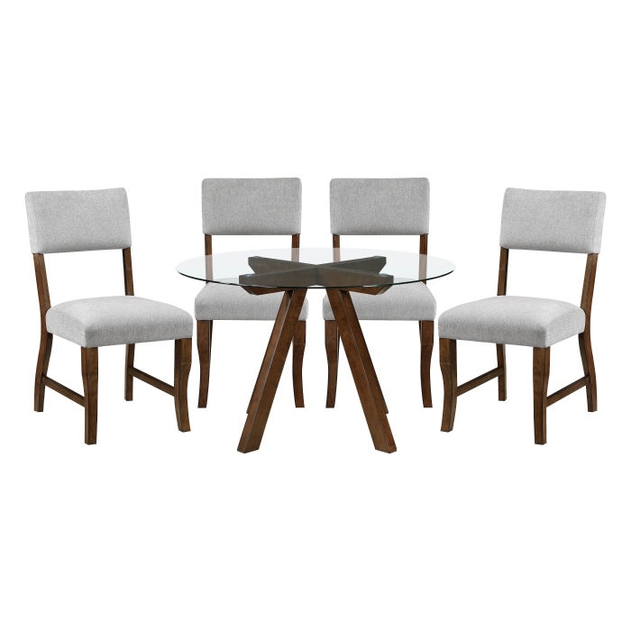 Aiden 5Pc Round Glass Top Dining Set By Homelegance | Mobilia Cleopatra 3 Aiden 5pc Dining Set By Homelegance