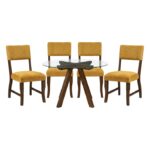 Aiden 5pc Round Glass Top Dining Set By Homelegance - Image 2