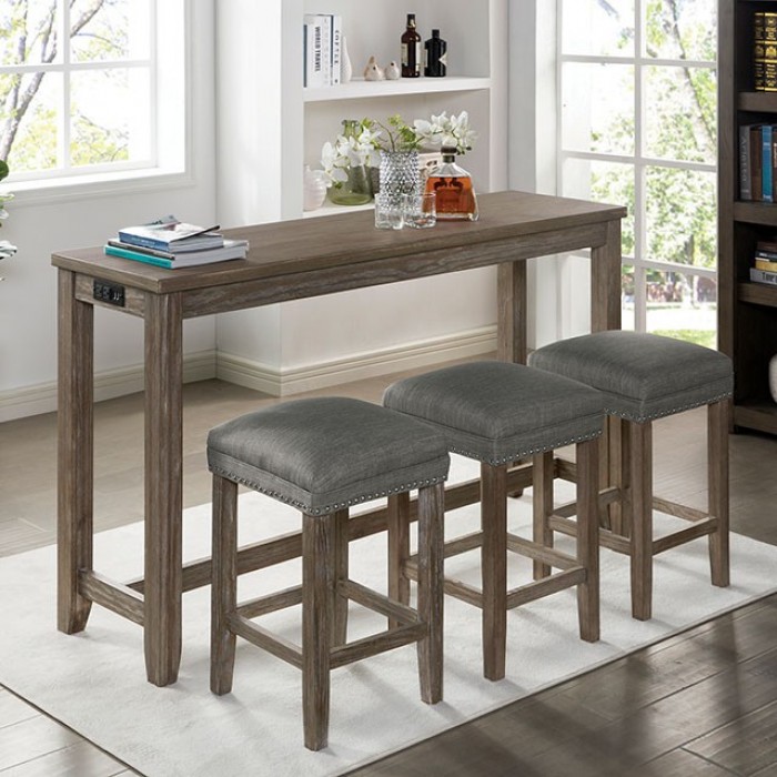 Caerleon 4 Pc. Counter Ht. Dining Set Rustic Wire-Brushed Gray By Furniture Of America Counter Mobilia Cleopatra 3 Caerleon 4 Pc. Counter Ht. Dining Set Rustic Wire-Brushed Gray by Furniture of America 3