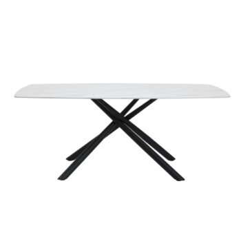 Benito Marble Glass Top Dining Table in Black Finish By Homelegance