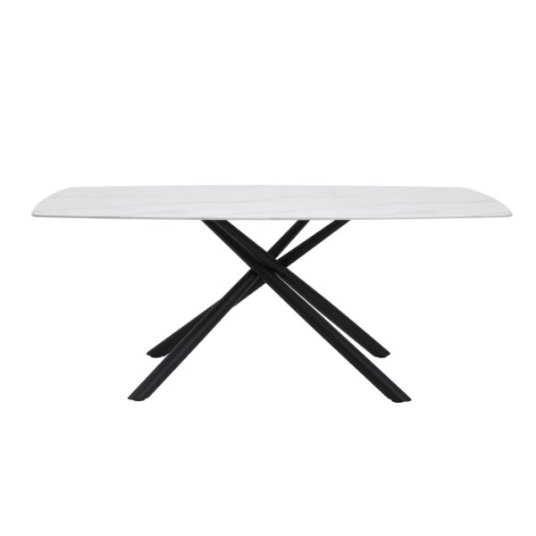 Marble Glass Top Dining Table in Black Finish
