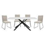 Marble glass top 5pc Dining Set