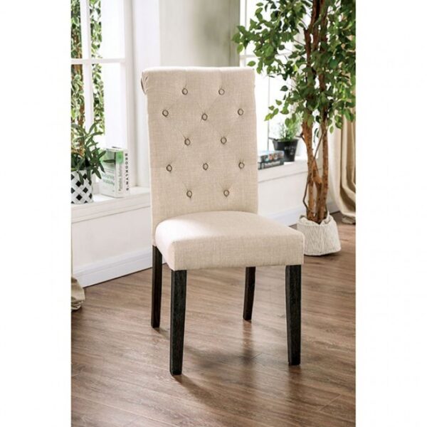 Alfred Rustic Side Chairs – Ivory Upholstered (2/CTN) | CM3735IV-SC-2PK